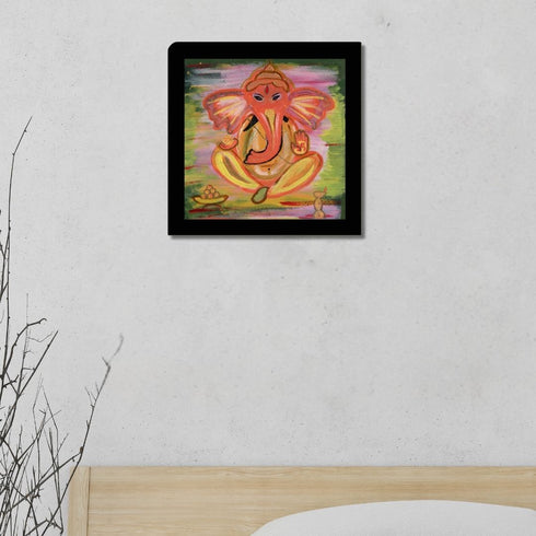 Acrylic painting on handmade paper - Ganpati bappa