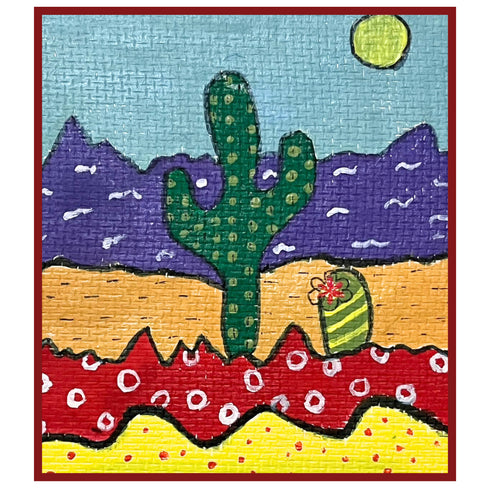 Prickly Pop- Acrylic cactii painting on 500 gsm paper