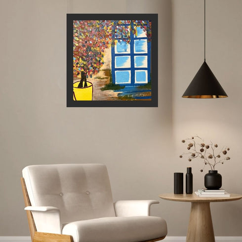 Hanging by the Window - Acrylic floral painting on 300 gsm paper