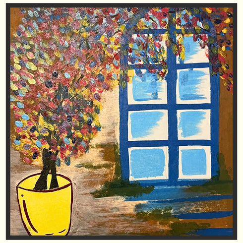 Hanging by the Window - Acrylic floral painting on 300 gsm paper