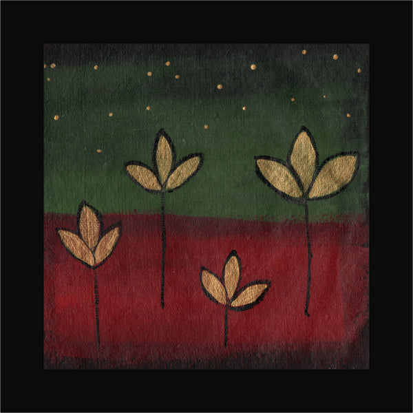 Acrylic painting on handamde paper - Whimsical flowers