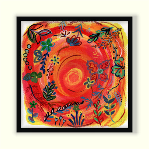 Acrylic painting on handmade paper - Spring Whirl