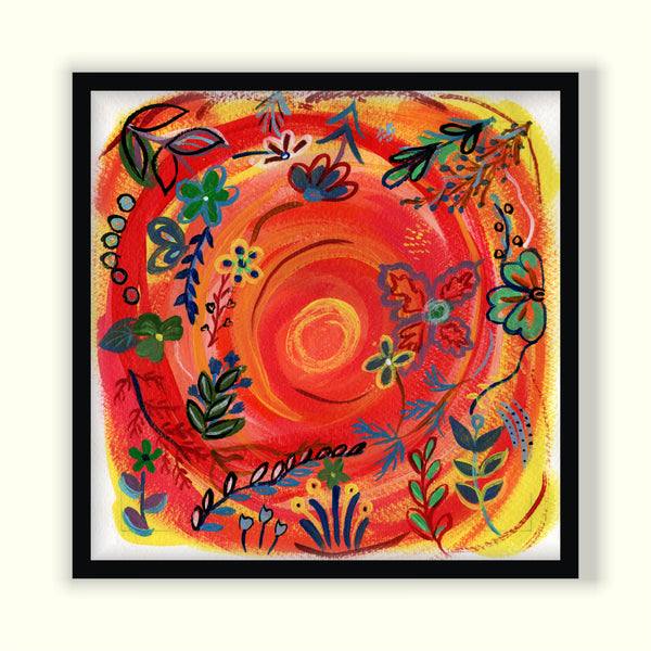 Acrylic painting on handmade paper - Spring Whirl