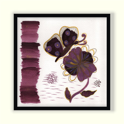 Acrylic painting on handmade paper - Mood Purple