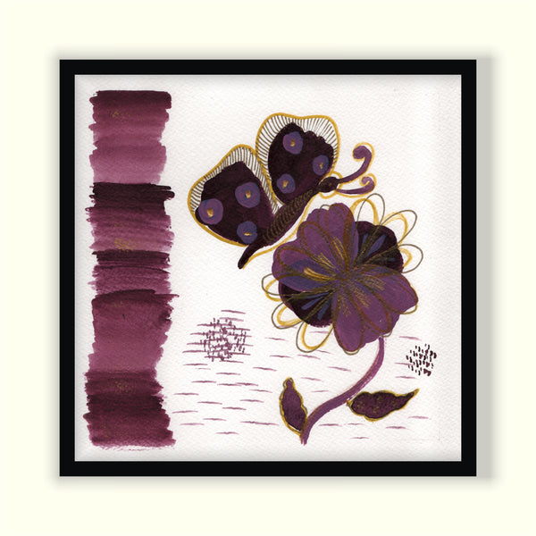 Acrylic painting on handmade paper - Mood Purple