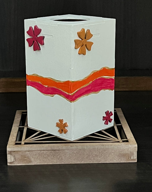 Tea-light holder wooden handpainted Tall