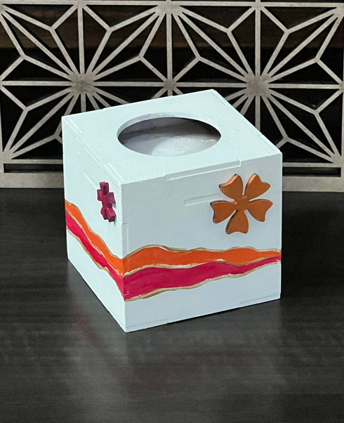 Tea-light holder wooden handpainted Cube