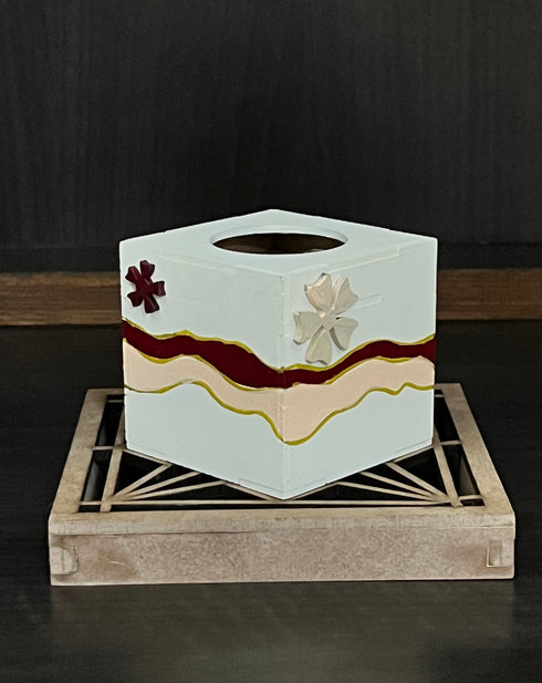 Tea-light holder wooden handpainted Cube
