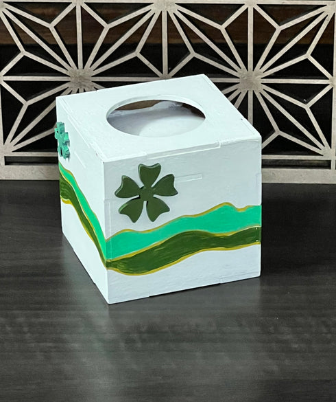 Tea-light holder wooden handpainted Cube