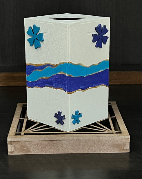 Tea-light holder wooden handpainted Tall