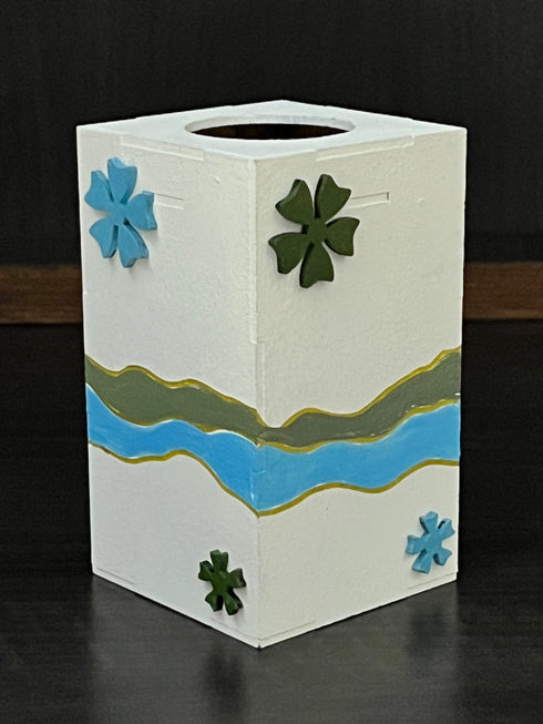 Tea-light holder wooden handpainted Tall
