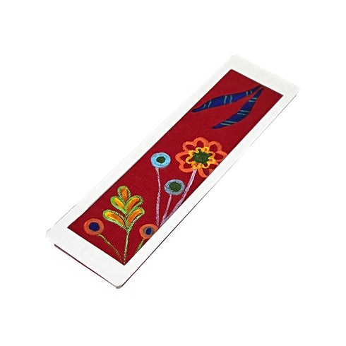 Artistic Fabric Bookmark - Red colour, tribal fusion art