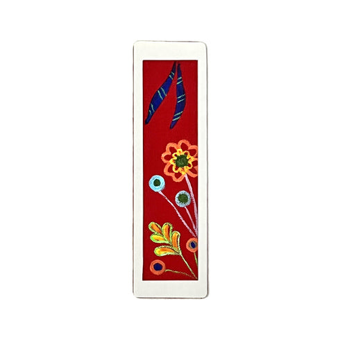 Artistic Fabric Bookmark - Red colour, tribal fusion art
