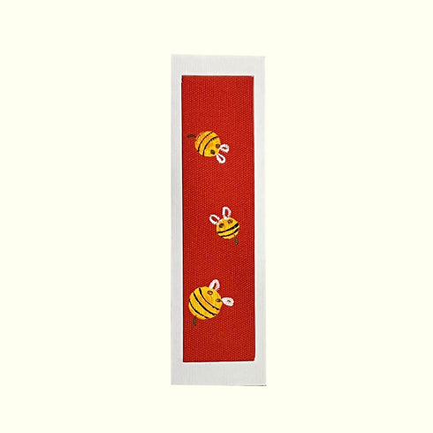 Artistic Fabric Bookmark - Brick colour, cute bees