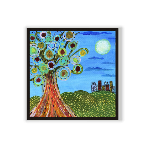 Acrylic painting on handamde paper - Tree of Joy